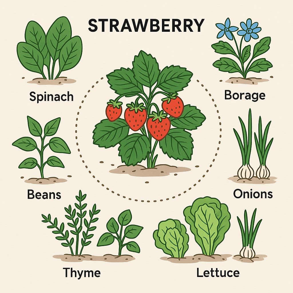 Strawberry Garden Layout with Companion Plants