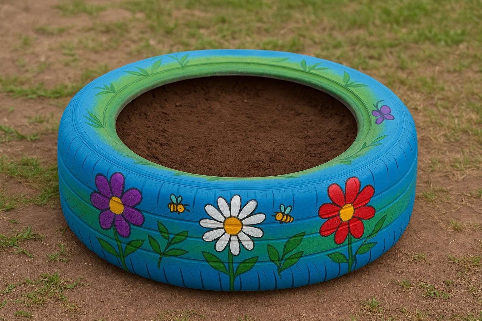 Tire Flower Bed Painted